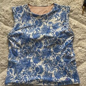 Coolibar UPF 50+ Womens Kaylana Tank Top XXL  Lycra Blue Porcelain Summer Swim